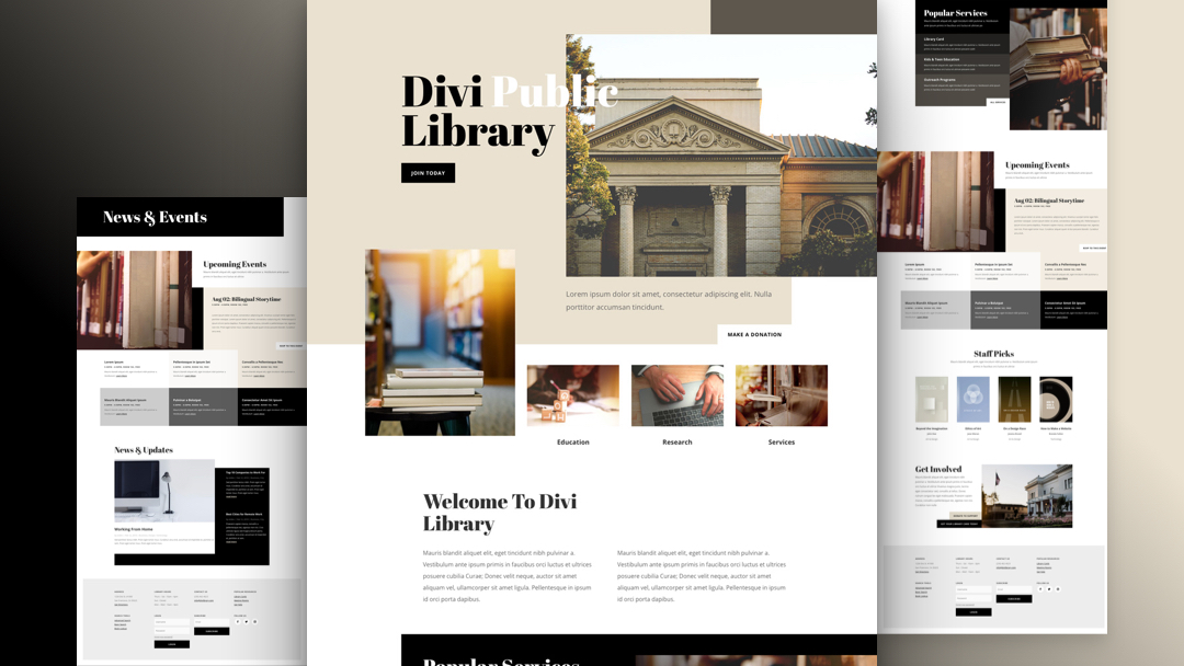 Kostenloses Divi Layout Pack für Bibliotheken