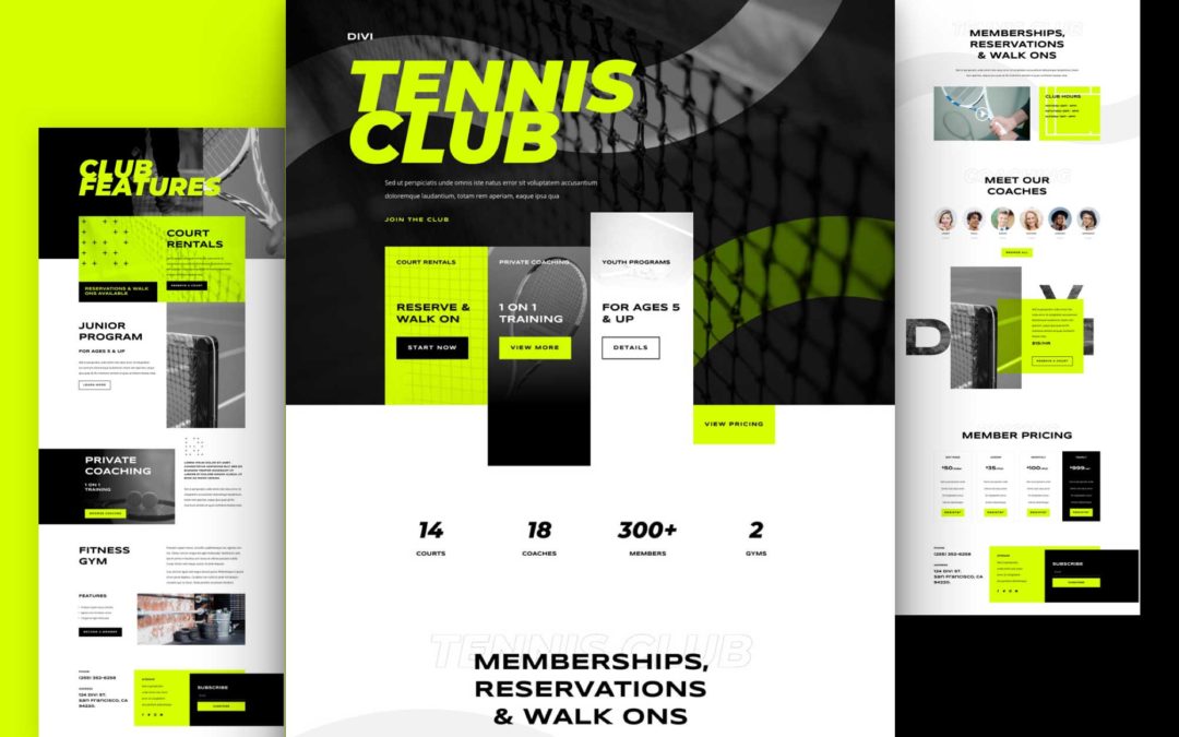 Kostenloses Layout Pack für Tennis Clubs