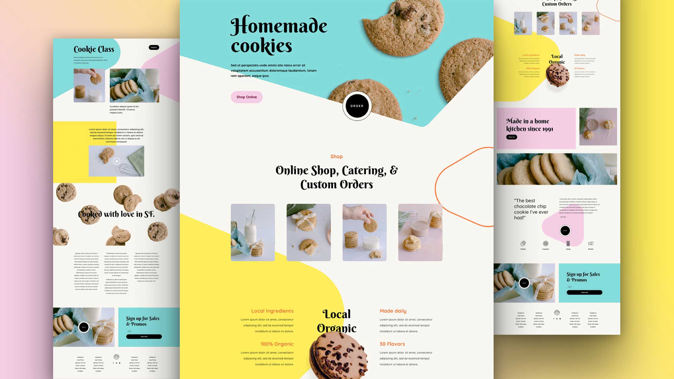 Kostenloses Layout Pack für einen Onlineshop für hausgemachte Kekse